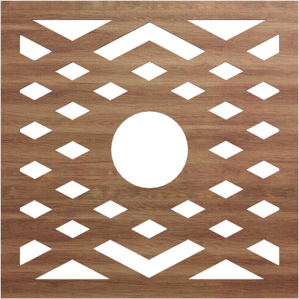 Ekena Millwork Chevron Wood Fretwork Pierced Ceiling Medallion, Walnut, 22"OD x 5 3/4"ID x 3/8"T CMWP22X22X0375CHWA - main